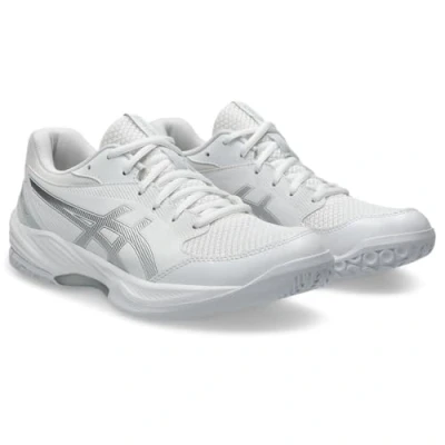Image of Asics Geltask 4 Handball shoes, Women&#039;s, Size: 8.5, White/pure silver Textile/synthetics