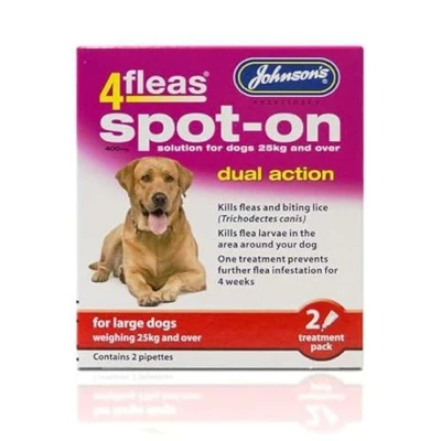 Image of JOHNSONS 4FLEAS&quot;DUAL ACTION&quot; SPOT ON LARGE DOG MORE THAN 25KG WEIGHT (X1 PACK)