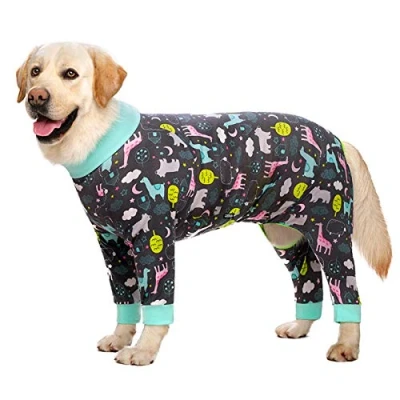 Image of Dog Clothes,Lovely Elastic Pajamas Sleeping Clothes Anti hair Dust proof Four legged Garment Jumpsuit for Medium Dogs Large (28, Grey)