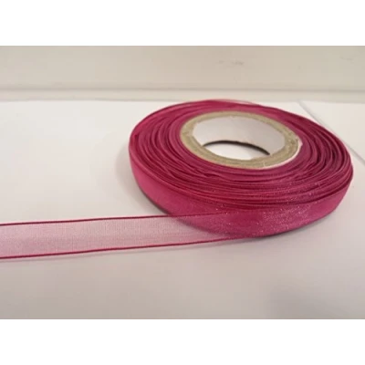 Image of 1 Roll of 9mm x 25 metres Magenta Dark Pink Sheer Organza Ribbon Double Sided 9 mm