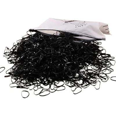 Image of 500 Pcs Elastic Hair Bands Mini Small Rubber for Soft Elastics Ties Kids Wedding Hairstyle and More Black