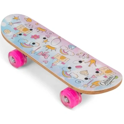 Image of OzBozz PRINCESSES SKATEBOARD WITH FLASHING Wheels 17 INCH DECK Beautiful Princess Graphics Light Up When Moving, Assorted Designs and Colours