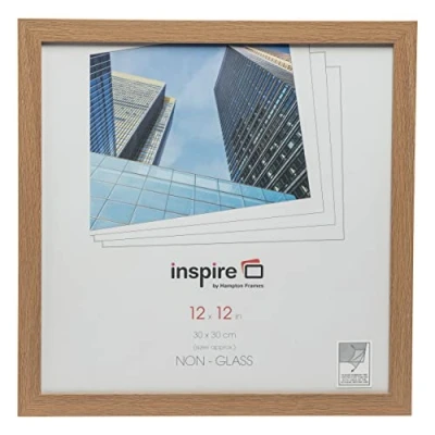 Image of Hampton Frames SORBONNE 12x12 (30x30cm) Oak Effect Square Picture Poster Photo Frame Plexi (Non Glass) SOR1212NG