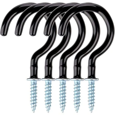 Image of Yogopro Cup Hooks,30 Pcs Hooks Screw in Black Mug Holder Plastic Coated Heavy Duty Hook Hangers 50mm (2 inch)