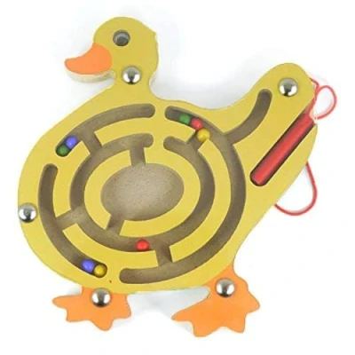 Image of Gobus Colourful Wooden Mini Animals Shape Pen Driving Beads Maze Educational Toy Gift for Kids (Duck)