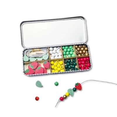 Image of COTTON TWIST Kids Strawberry Bracelet Making Craft Kit Children Creative Beading Jewellery Designing DIY Play Set with Tin Suitable for 3 8 Years