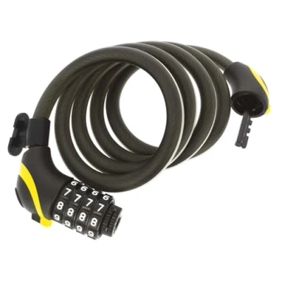 Image of MICHELIN 801115 LED Code Spiral Lock 150 cm Diameter 12 mm, Black, Yellow