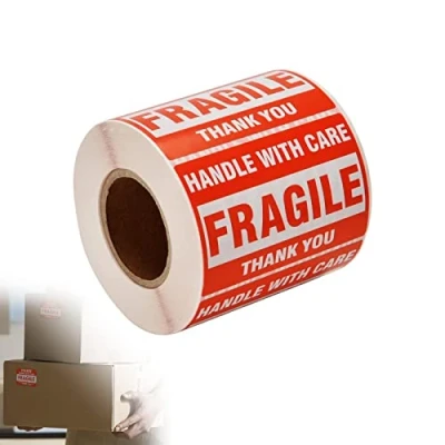 Image of 500 Fragile Stickers Packing Sticker 2&quot; x 3&quot; Strong Adhesive Labels Warning Shipping Package HANDLE with CARE, FRAGILE, THANK You