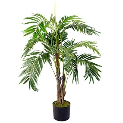 Image of Leaf Design UK Large Realistic Artificial Palm Tree, 120cm Natural