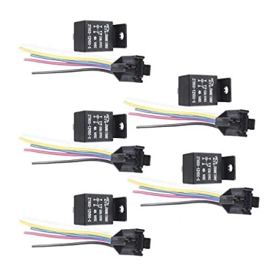 Image of Mintice 5 X Car Vehicle Automotive Truck Motor 12V Volt DC 40A AMP Relay 5Pin SPDT Socket Plug Wire