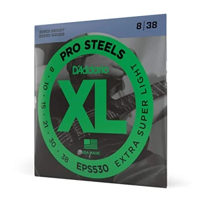 Image of D&#039;Addario Guitar Strings ProSteels Electric Round Wound Brighter, Crunchier, Increased Sustain EPS530 Extra Super Light, 8 38