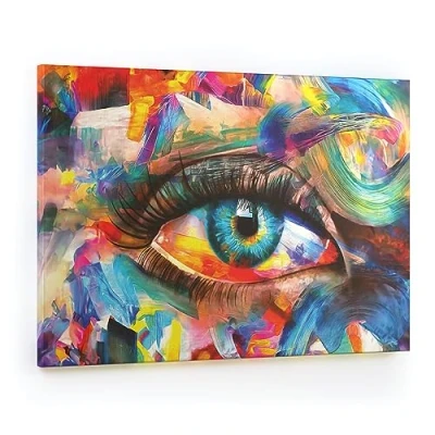 Image of ALLboards CANVASboards Magnetic Painting 90x60 cm Rainbow coloured eye, Poster for All Types of Magnets Wall Mounted Durable 3D Printed