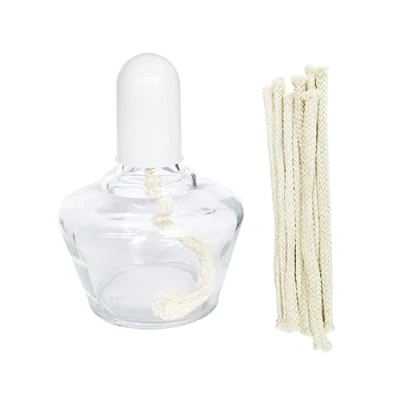 Image of Yuauy Alcohol Lamp Burner 150 ml Glass Heating for Lab Equipment Science + 10 pcs Wicks Replacement