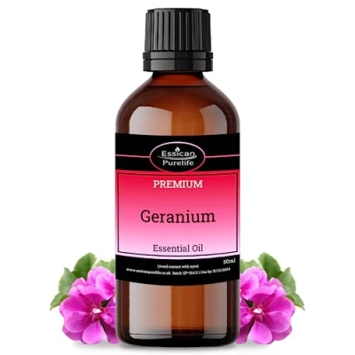 Image of Geranium Essential Oil 50ml, Therapeutic Grade, 100% Pure Natural Oils for Diffusers Home, Aromatherapy Relax, Skin &amp; Hair Care, Improved Mood Vegan UK Made