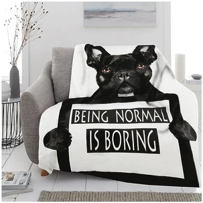 Image of VELVETIO Premium 3D Bull Dog Throw, Ultra Soft Thermal Warm Animal Print Fleece Blankets, Extra Large Fluffy &amp; Snuggle Blanket For Sofa Bed, 150 x 200cm