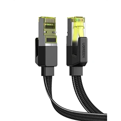Image of UGREEN Ethernet Cable Flat Cat 7 Network Braided 10Gbps 600MHz POE LAN RJ45 Gigabit Internet FTP Compatible with Xbox One PS5 PS4 Sky Box Adapter Switch Patch Panel Modem Router (20M)