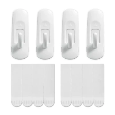 Image of JELLYSUB 4 Hooks+8 Strips, Medium Utility Hooks, Organize Damage Free Hanging Hooks Heavy Duty with Adhesive No Tools Wall for