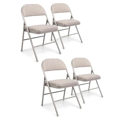 Image of Crystals Deluxe Fabric Padded with Heavy Duty Steel Metal Frame Folding Back Rest Chair for Home Garden Office Computer Desk (4)