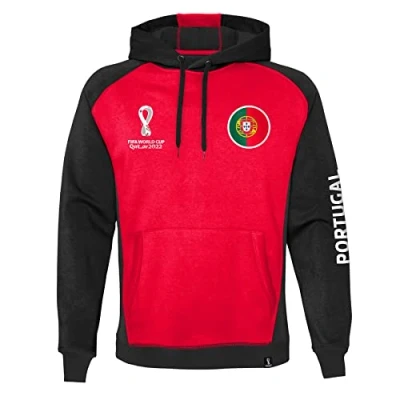 Image of Official FIFA World Cup 2022 Overhead Hoodie, Men&#039;s, Portugal, X Large Red/Black