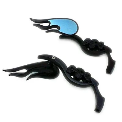 Image of Skull Flame Rear View Rearview Side Mirror Cruiser Chopper Custom Street Bike Cafe Racer (Black)