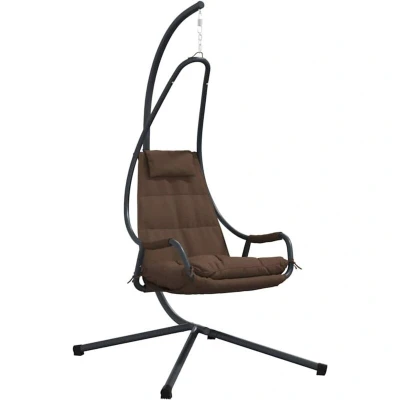Image of vidaXL Hanging Chair with Stand and Cushion Coffee Steel