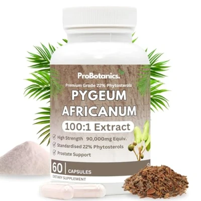 Image of Premium Pygeum Africanum 22% Phytosterols 90000mg Equivalent 100:1 Extract (900mg Per Serving) High Strength Bark Prostate Health Supplement for Men 60 Capsules