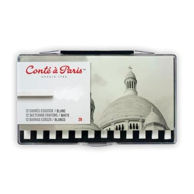 Image of Conté à Paris Sketching Carre Crayons White 2B (Pack of 12)
