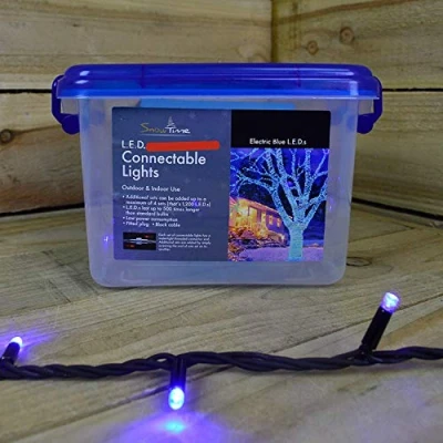 Image of 300 Electric Blue LED Super Long 29.9m Connectable Lights on a Black Cable
