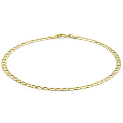 Image of Carissima Gold Unisex 9 ct Yellow 2 mm Diamond Cut Flat Curb Chain Bracelet of Length 19 cm/7.5 Inch
