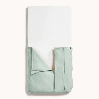 Image of ergoPouch 0.2 TOG Toddler Bedding Tuck Sheet Newborn Baby Crib Sheet, Safe Blanket Alternative for Baby, Suitable from Birth Zip Closure Adjustable Fit, Security and Comfort, Sage