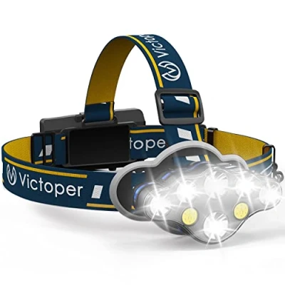 Image of Victoper Head Torch Rechargeable Super Bright 18000 Lumens Storage Bag 5 X Clips 8 Lighting Modes Headlamp LED Rechargeable, Torch, Hands Free Flashlight for Camping, Fishing