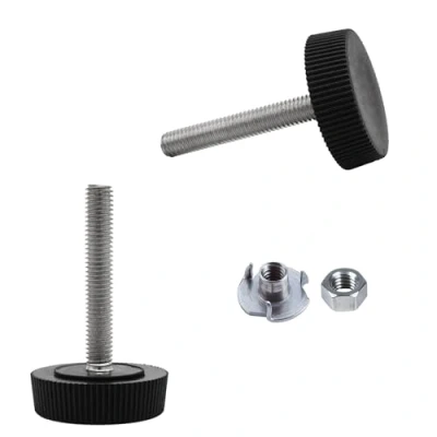 Image of SKIR&#039;CO 2 pcs, Furniture Leveling Feet M5 x 30 mm, Adjustable Round Legs 25 mm Diameter, Thread Leveler Foot (Nuts Included)