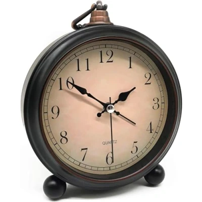 Image of Lesipee Retro Alarm Clock, Old Fashion Bedside Clock with Non ticking, Vintage Battery Operated, Easy Operation, Loud for Bedrooms Living Room