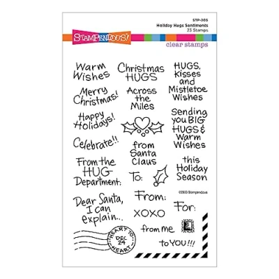 Image of Holiday Hugs Sentiments Clear Stamp Set from The Collection by Stampendous