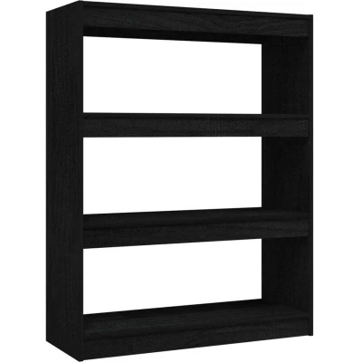 Image of vidaXL Book Cabinet/Room Divider Black 100x30x103 cm Solid Pinewood
