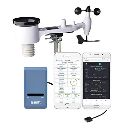 Image of ECOWITT Weather Stations with Outdoor Sensor Wireless UK GW1101, 7 in 1 Home Station Array Solar Powered, 3 Indoor WiFi Gateway GW1100, Ecosystem Forcast Assistant 868MHZ