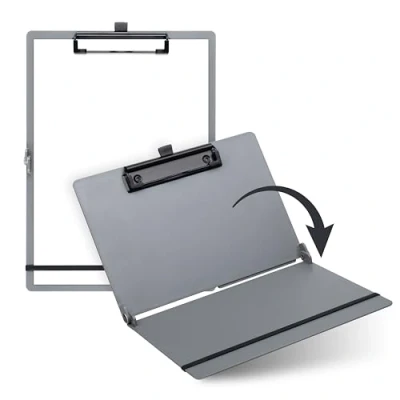 Image of SAX A4 to A5 Folding Clipboard Portrait &amp; Landscape Ideal for Travel Business Holds 30 Sheets Includes Elastic Closure Strap and Pen Loop Durable Shockproof