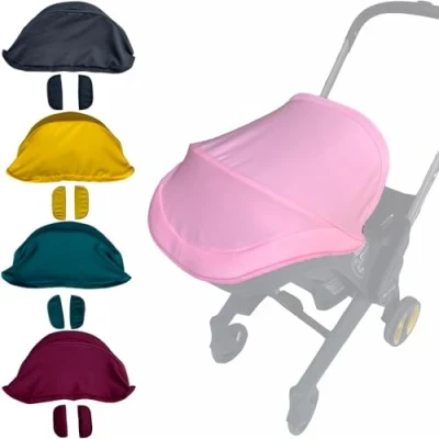 Image of Brogtorl Baby Stroller Canopy Fabric Sun Shade Fits Doona Car Seat &amp; Pushchair (Pink)