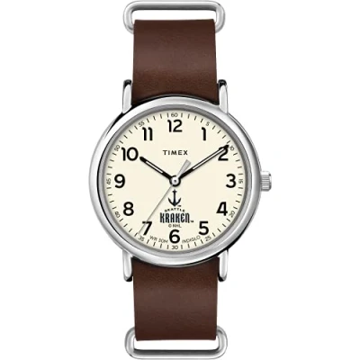 Image of Timex Tribute Men&#039;s NHL Weekender 40mm Quartz Leather Strap, Seattle Kraken, Modern