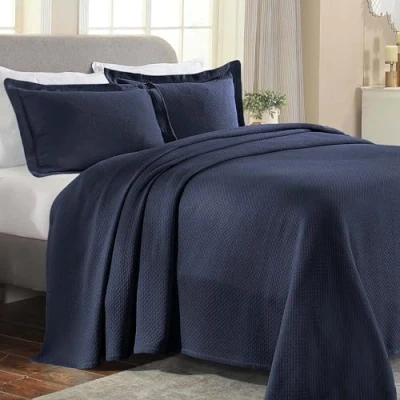 Image of Superior Cotton Bedspread, Navy Blue, Twin