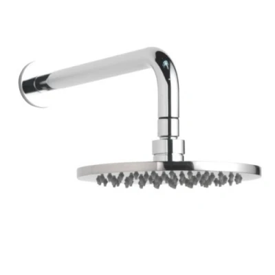 Image of Milano Mirage Modern 200mm Round Fixed Rainfall Shower Head Wall Mounted Arm Chrome