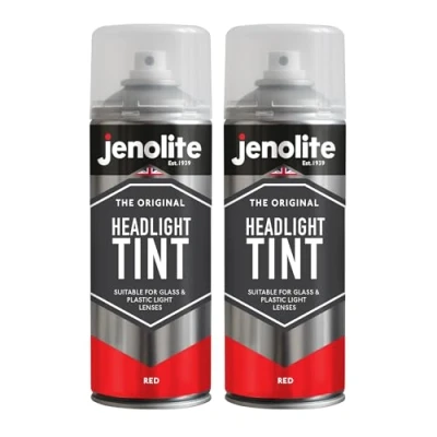 Image of JENOLITE Headlight Tint Spray Paint RED 2 x 400ml Tinted Lens Lacquer Subtle Styling For Car Rear Lights Suitable Glass &amp; Plastic Lenses