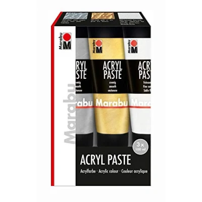 Image of Marabu 120200087 Acrylic Paste Assortment, 3 x 100 ml