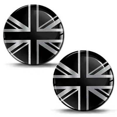 Image of Biomar Labs® 2 x 3D Silicone Stickers UK Union Jack GB Silver England United Kingdom Flag Decals Car Motorcycle Window Laptop Phone KS 216
