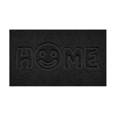 Image of Nicoman Embossed Spaghetti Door Mat Dirt Trapper Jet Washable Doormat 70x43cm (Black, HOME SMILEY FACE Shape) Use Indoor or Sheltered Outdoor