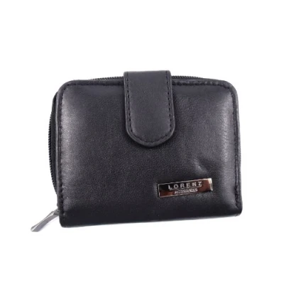 Image of LADIES LUXURY SOFT BLACK LEATHER PURSE BY LORENZ 1220