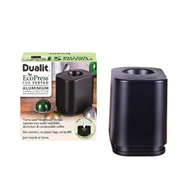 Image of Dualit EcoPress™ Aluminium Coffee Capsule Recycling Tool Compatible with Vertuo* Capsules Eco for &amp; Grounds