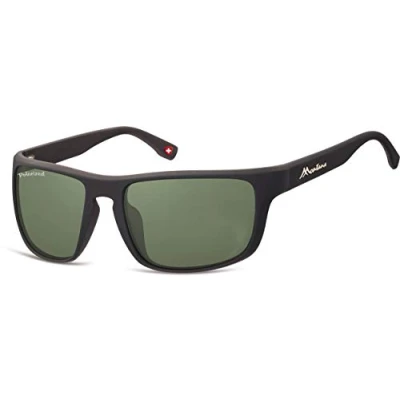 Image of Montana Rectangle Mens Matte Black Green Polarized SP314 One Size