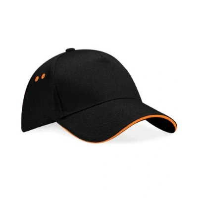 Image of COOZO Mens Ultimate 5 Panel Cap Sandwich Peak Black/Orange One Size
