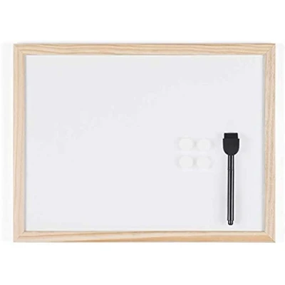 Image of KAV Magnetic whiteboard to Do List with Wooden Frame Dry Wipe Board for Office, Restaurant, School and Home Wall Mount Notice Markers, Eraser, Magnets (400 x 300 mm)